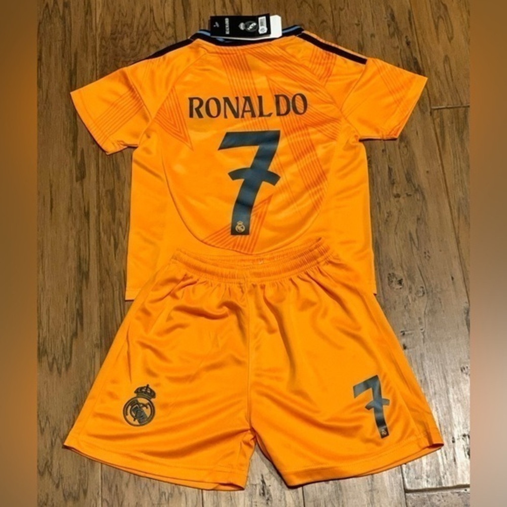 Ronaldo Orange Real Madrid Soccer Jersey Small Kids Jersey Size 24 Age 6-7